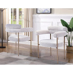 Kitchen Dining Chair With Armrest (Set of 2) - Gold / Creamy White