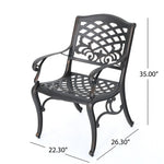 Luminea Outdoor Aluminum Dining Chair with Scroll Design
