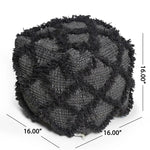 Jumanji Handcrafted Wool and Cotton Pouf - Brown