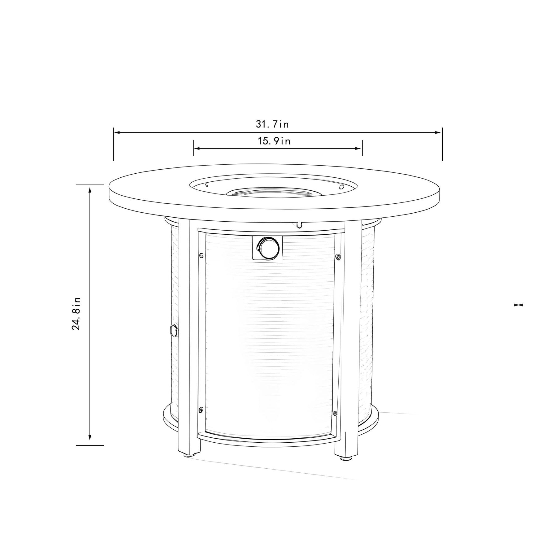 32" Propane Gas Fire Pit Table, 50000 BTU - Black Steel