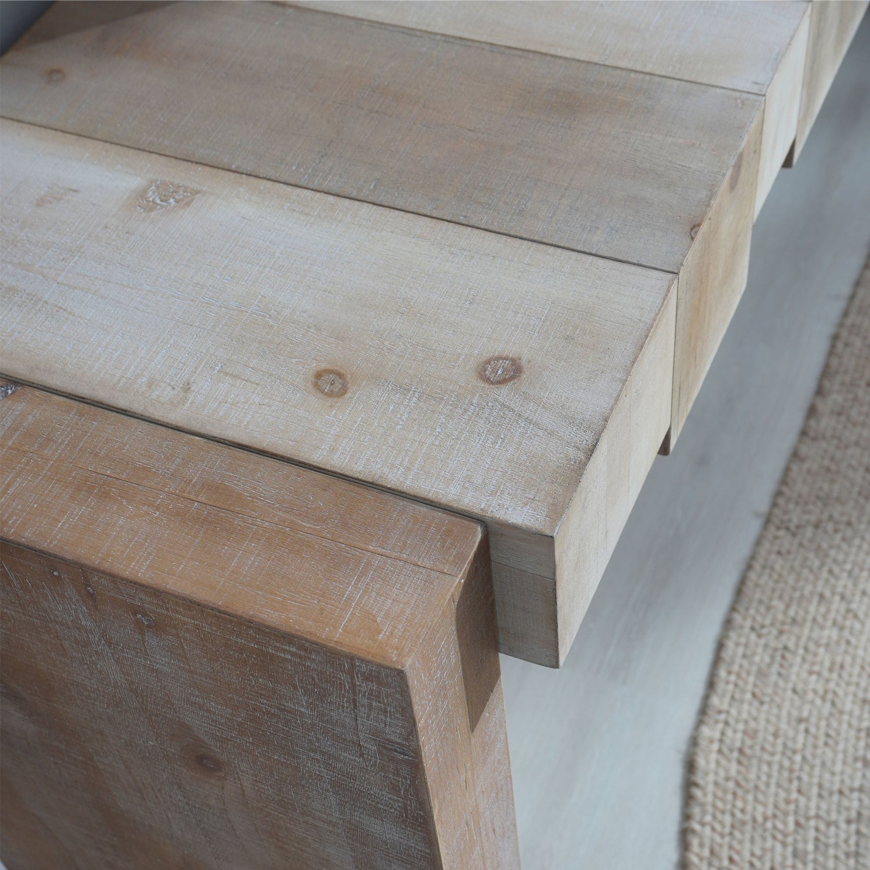 Modern Rustic Console Table - 71" Entryway Table with Sculpted Block Design