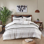 Cotton Printed Comforter Set with Trims Black/White King/Cal King