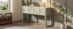 Geometric Carved Console Table with 3 Soft-Close Drawers