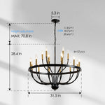 18-Light Industrial Iron Candle Chandelier