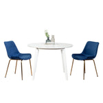 Aufurr Contemporary 3-Piece Dining Set White Round Dining Table with 2 Chairs