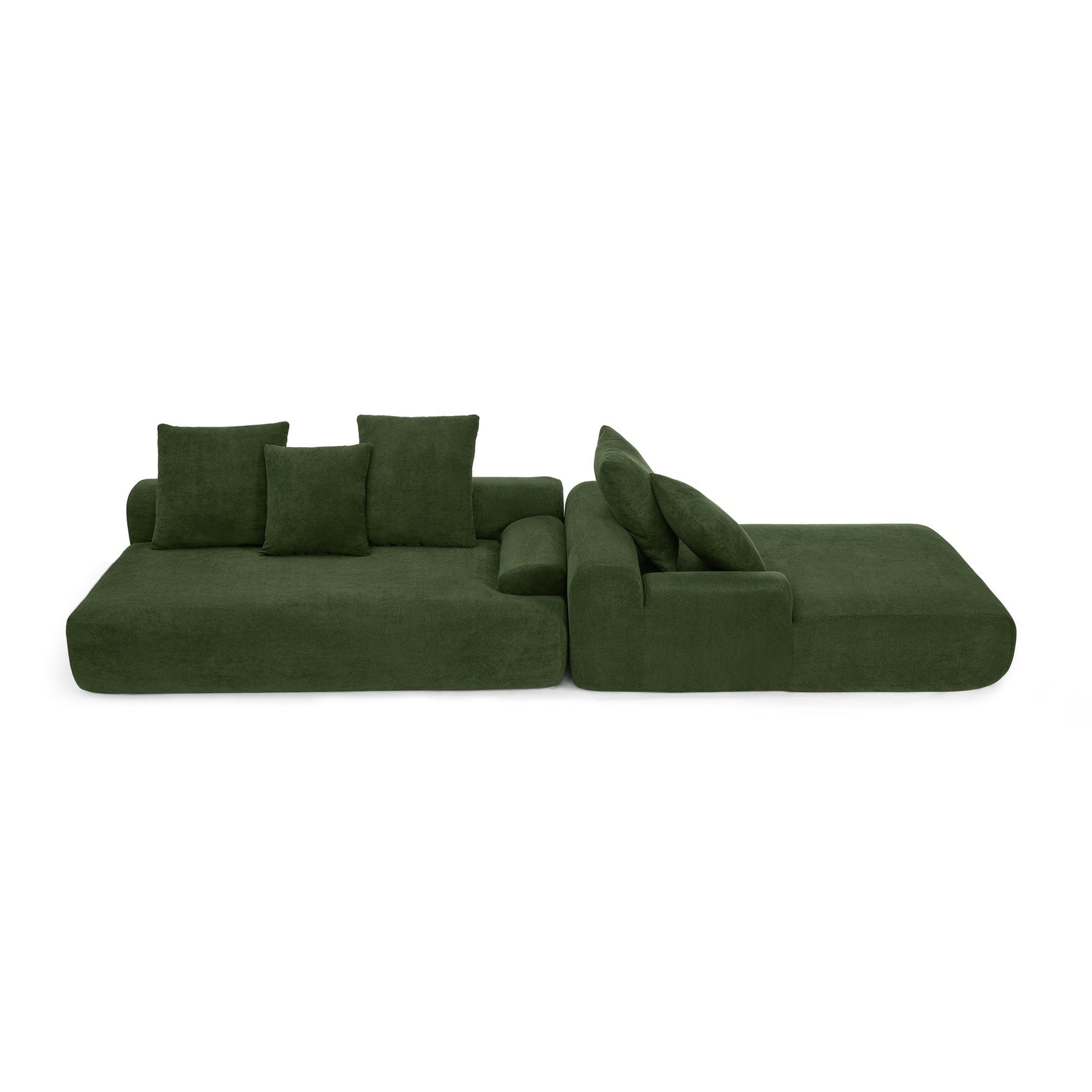 Modern Upholstered L-Shape Sectional Sofa Velvet Green