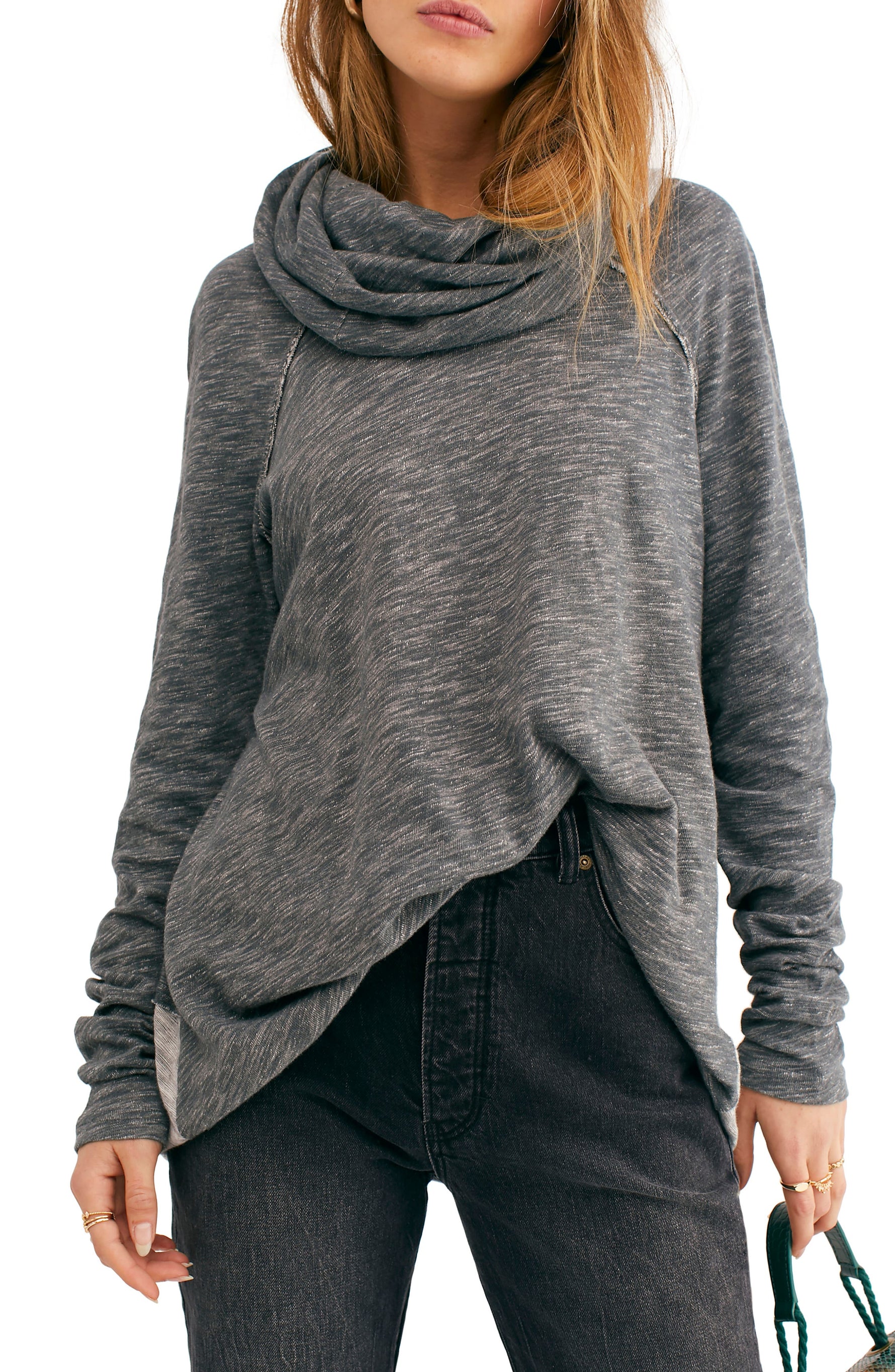 Women's Free People Cowl Neck Cocoon Pullover, Size X-Small/Small - Grey