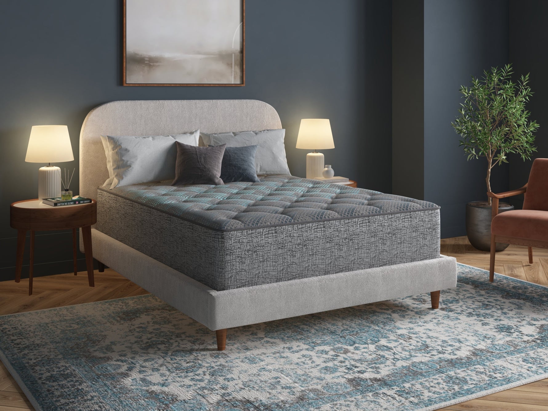 Restonic comfort care 13' hybrid mattress, individual pocketed coil mattress , plush comfort