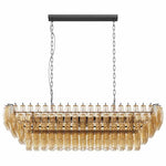 54-Inch Black Rectangular 12-Light Smoke Glass Chandelier