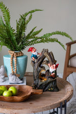 Decorative Woodland Gnome Water Fountain with LED Light - Brown