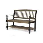 Slatted Bench With Built In Shelf