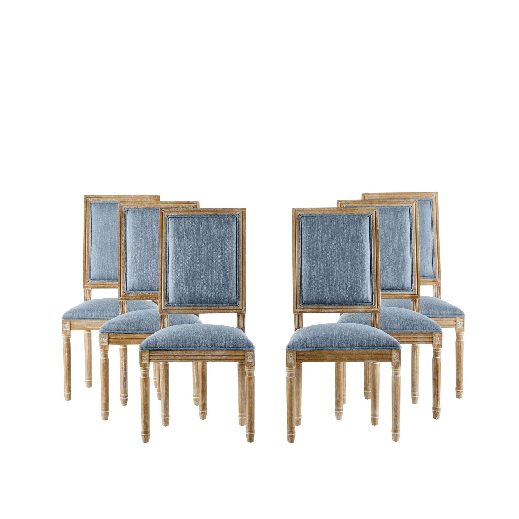 French Country Style Dining Chair with Upholstered Seating and Fluted Legs