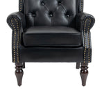 Modern Accent Armchair with Black PU Leather and Wood Legs