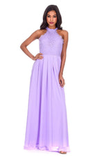 AX Paris Women's Lace Choker Neck Maxi Dress Purple Size 13