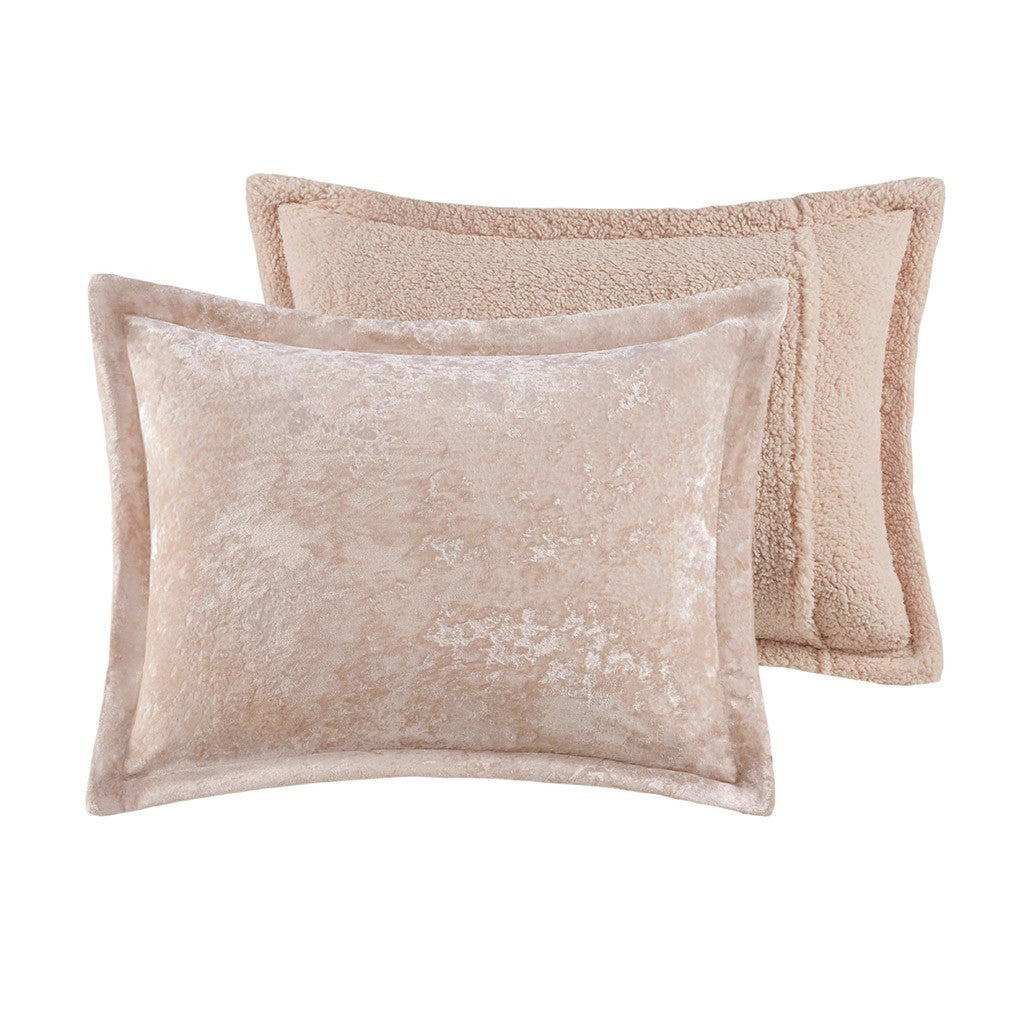 Full/Queen Crushed Velvet Sherpa Reversible Comforter Set