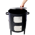 17 Inch Steel Charcoal Smoker Heavy Duty Round BBQ Grill Black