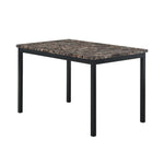 Furniture 5 Piece Metal Dinette Set with Faux Marble Top - Black