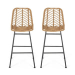 Sawtelle Outdoor Wicker Barstools (Set of 2)
