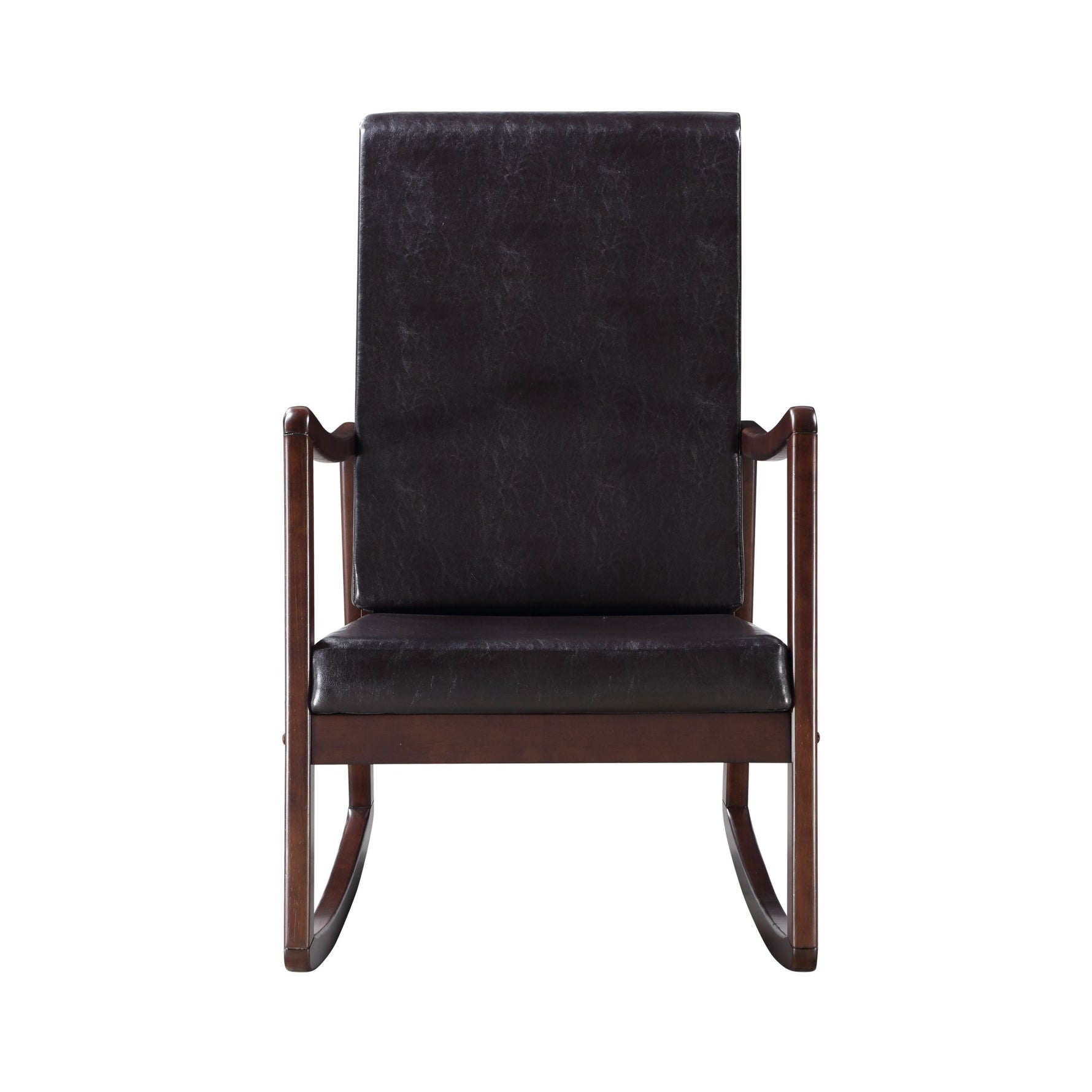 Raina Dark Brown Synthetic Leather & Espresso Finish Rocking Chair