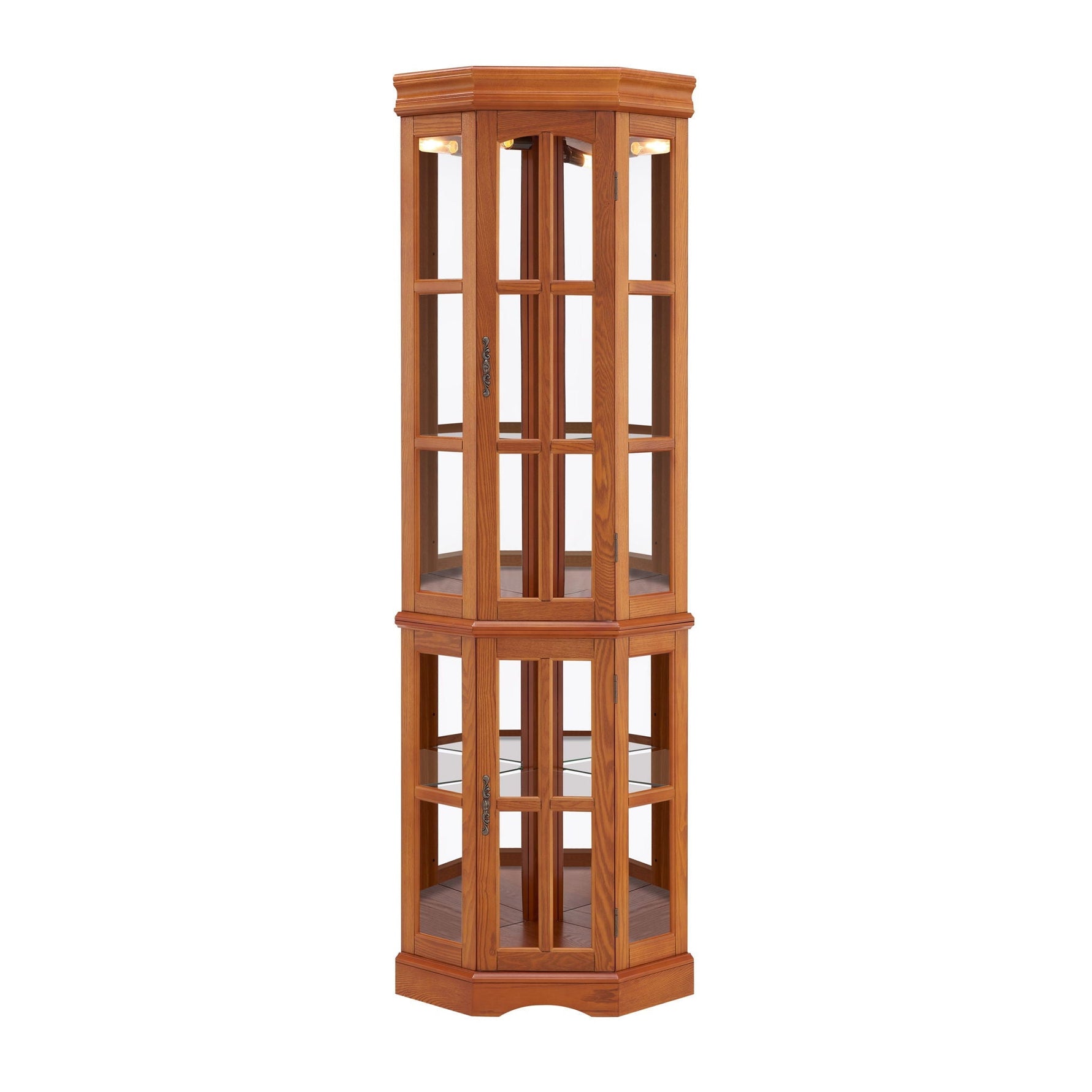 Corner Curio Cabinet With 5 Shelves And Lighting System