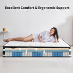 Full Size Hybrid Mattress Breathable Cool Knitted Fabric Cover Soft Memory Foam Individual Pocket Spring CetriPUR-US