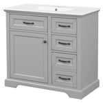 36" Bathroom Vanity With Sink, 2 Tip-Out Drawers, Soft Close Hinges