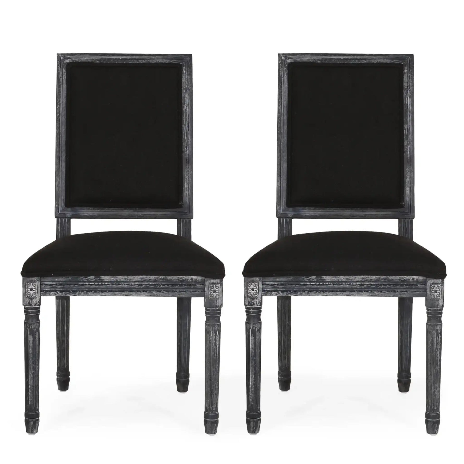 French Country Style Dining Chair with Upholstered Seating and Fluted Legs