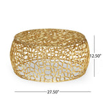 Modern Glam Mesh Coffee Table with Gold Accents and Aluminum Frame