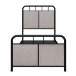 Twin Size Linen Upholstered Platform Metal Bed Frame with Fabric Headboard and Footboard