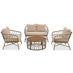 Bohemia-Inspired 4-Person Outdoor Seating Group With Removable Cushions