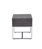 Iban End Table - Gray Oak / Chrome