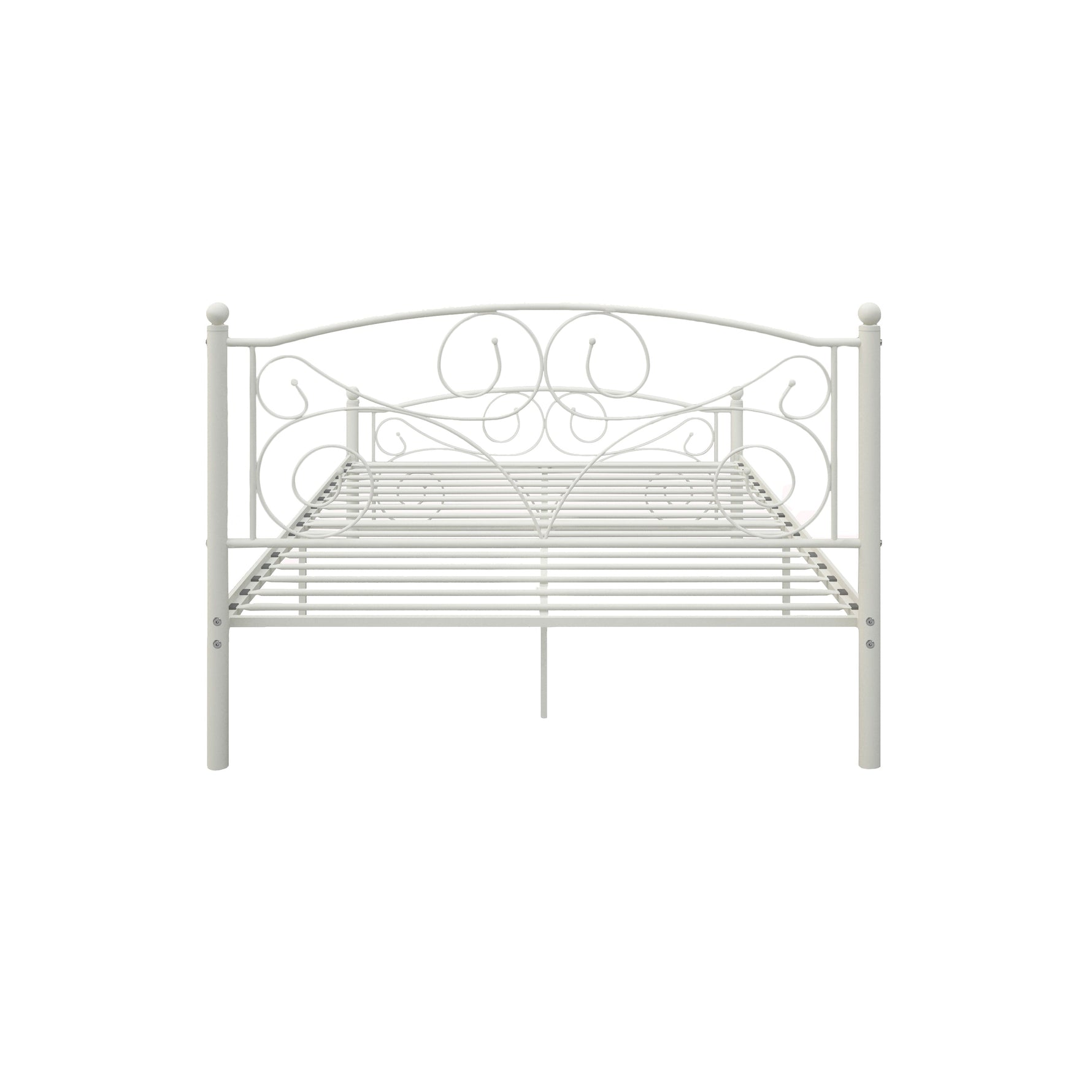 Queen Size Unique Flower Sturdy System Metal Bed Frame with Headboard and Footboard