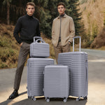 4-Piece PP Spinner Wheel Luggage Set with Cosmetic Case, Light Gray