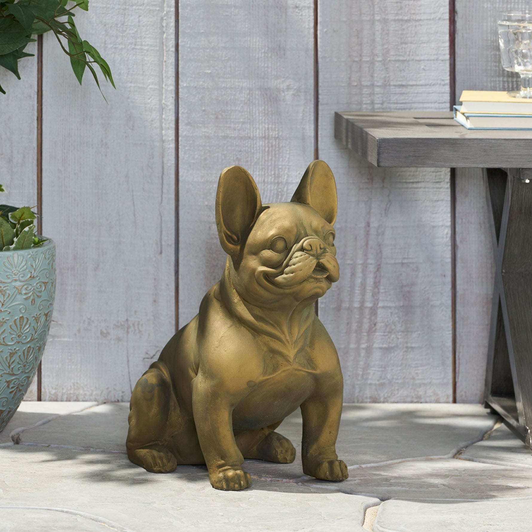 Dog Garden Sculpture, Outdoor French Bulldog Garden Statue