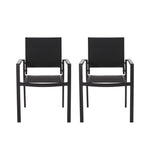 Baird Outdoor Mesh and Aluminum Dining Chairs - Black