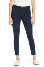 Wit & Wisdom Ab-Solution Dot Print Cotton Blend Ankle Pants in Nv Navy, Size 8