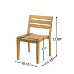 Outdoor Dining Side Chair Set of 2 - Teak Finish