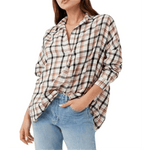 French Connection Women s Panita Org Check Shirt Brown Size X-Small