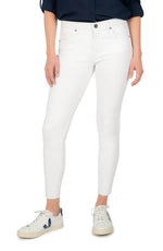 KUT from the Kloth Donna Fab Ab High Waist Raw Hem Ankle Skinny Jeans in Optic White, Size 4