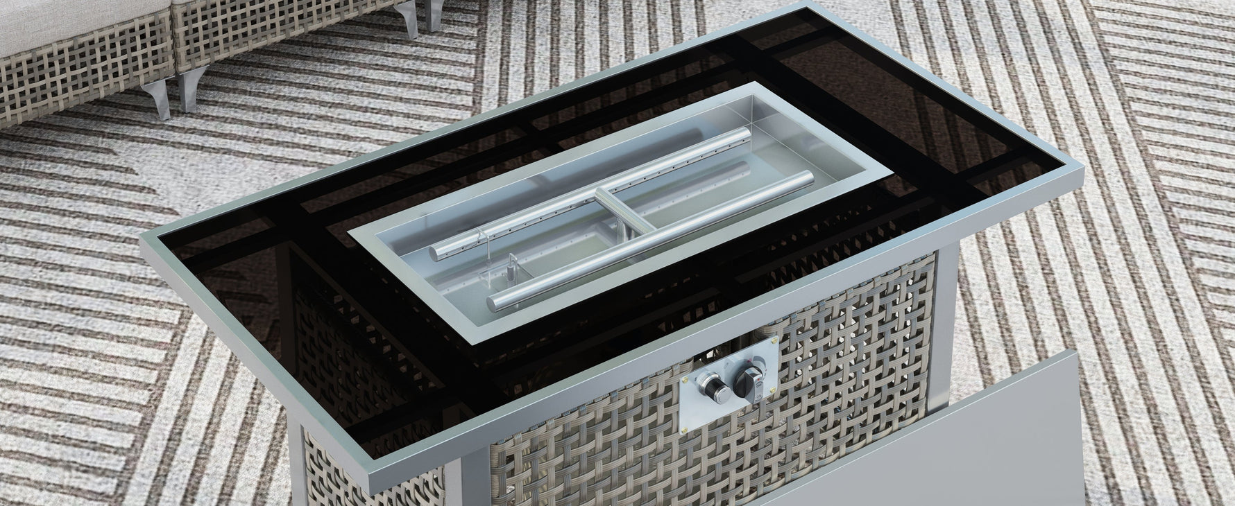 K&K 43' Propane Gas Fire Pit Table, Grey