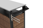 Outdoor Kitchen Wicker Island Rolling Cart & Storage Cabinet Brown