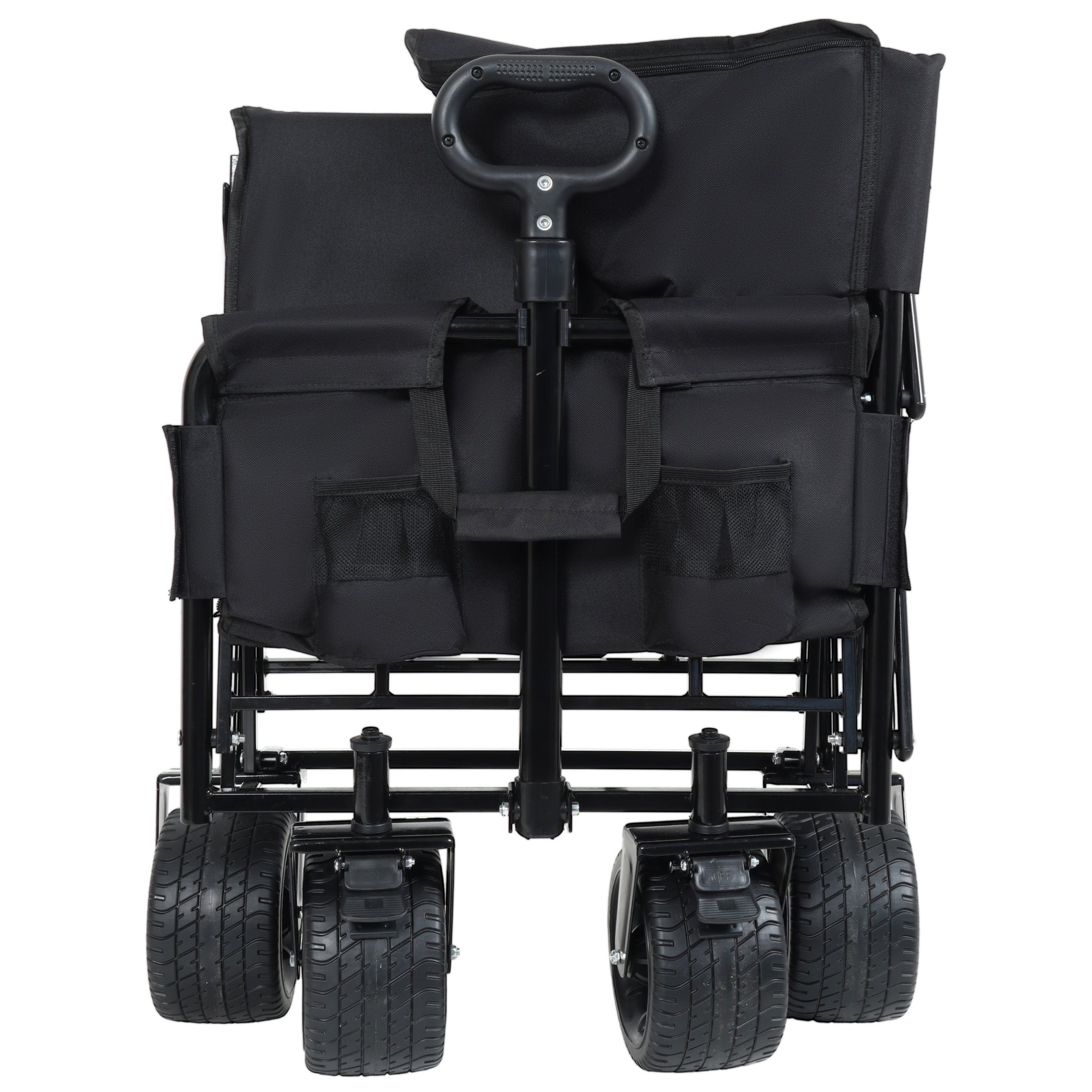3-in-1 Convertible Folding Wagon Cart with Bench Seat & Storage