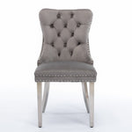 A&A Furniture Nikki Collection Modern Velvet Upholstered Dining Chairs - Set of 2