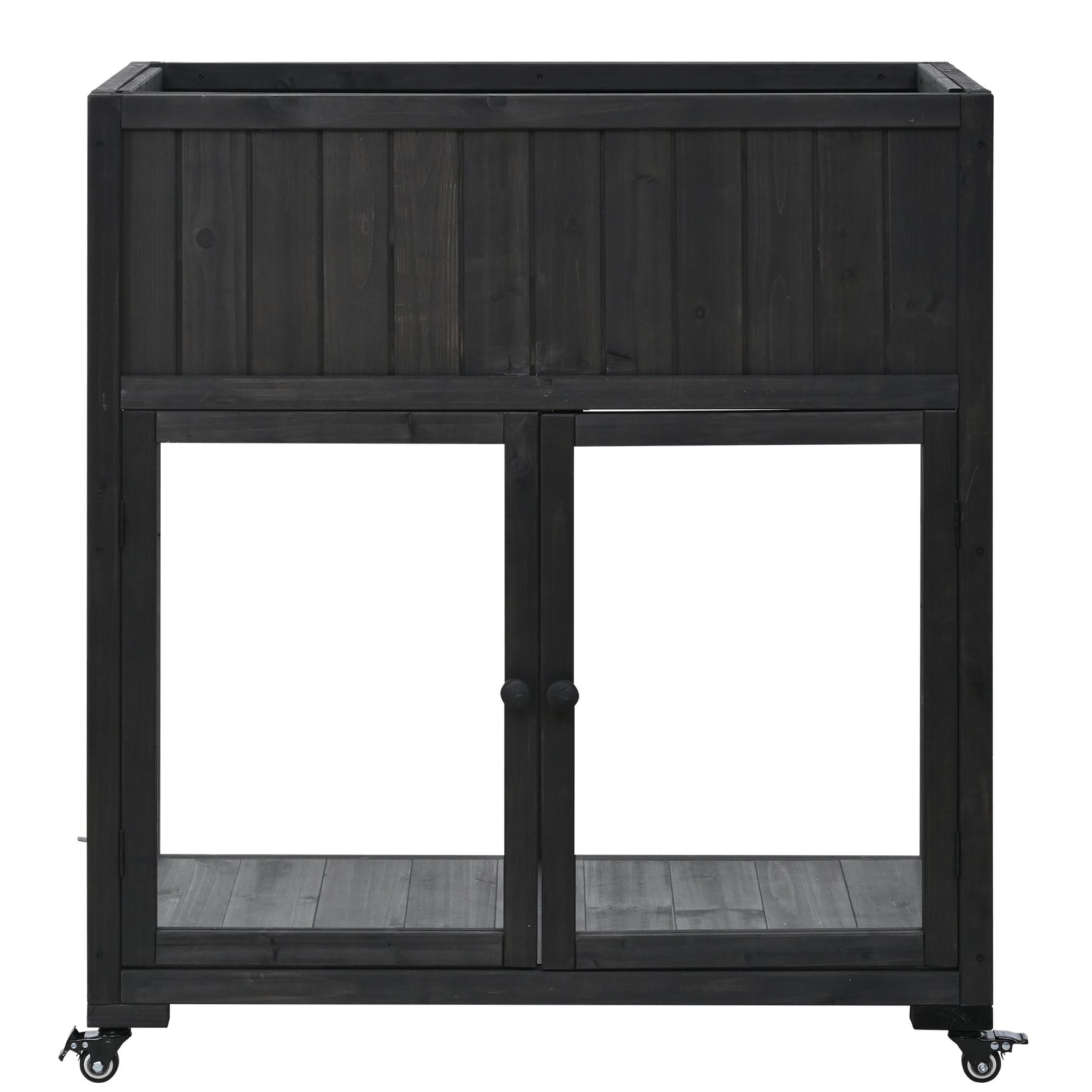 TOPMAX Patio Mini Wood Cold Frame Greenhouse with Wheels