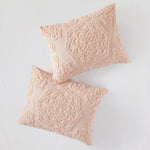 Tufted Cotton Chenille Medallion Fringe Coverlet Mini Set Blush Full/Queen