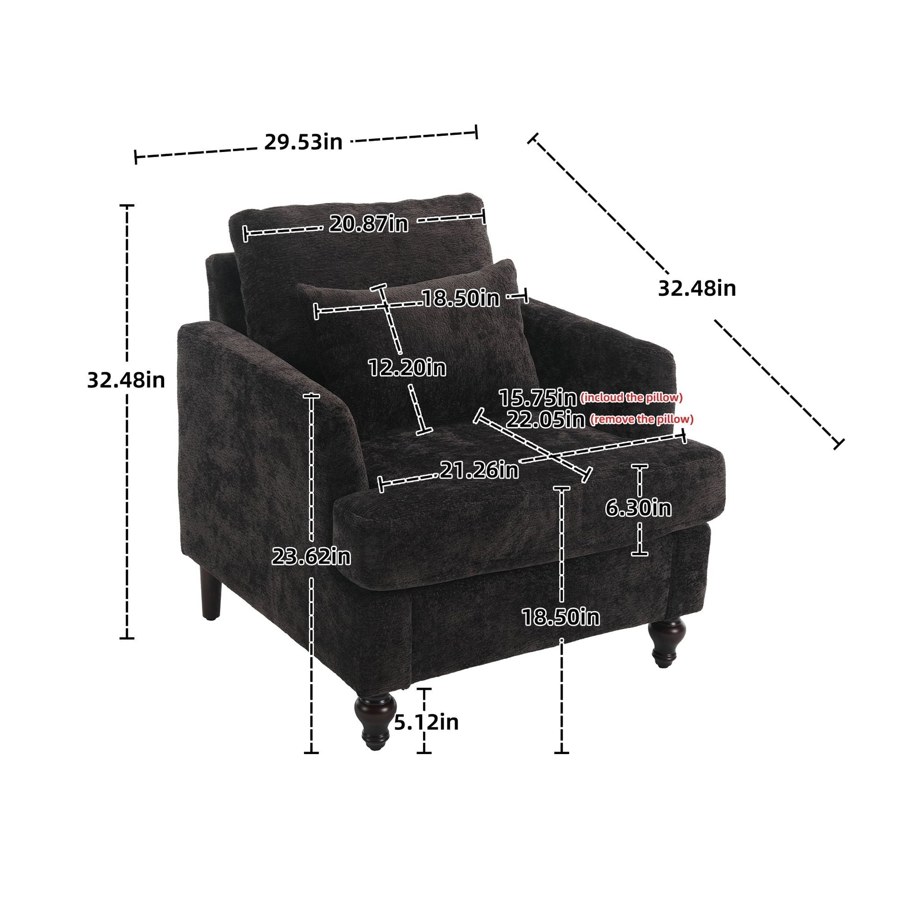 Modern Mid Century Wood Frame Armchair With Tufted Design