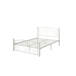 Queen Size Unique Flower Sturdy System Metal Bed Frame with Headboard and Footboard