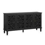 60" Antique Buffet Cabinet with Floral Carvings