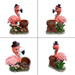 Outdoor Garden Sculpture Flamingo Flower Pot Planter