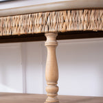 Handcrafted Wood Console Table with Hand-Woven Trim
